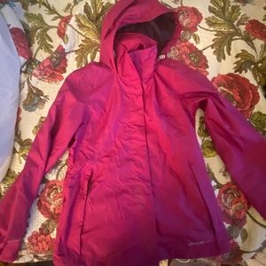Eddie Bauer magenta waterproof rain jacket